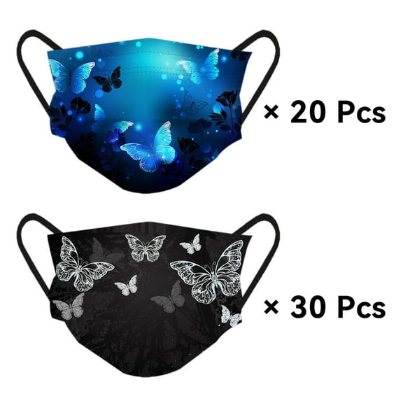 XIRQI 50Pcs Face Mask,Three-Layer Cotton Design Dust Mask,Pm2.5 Filtration Function Masks Disposable