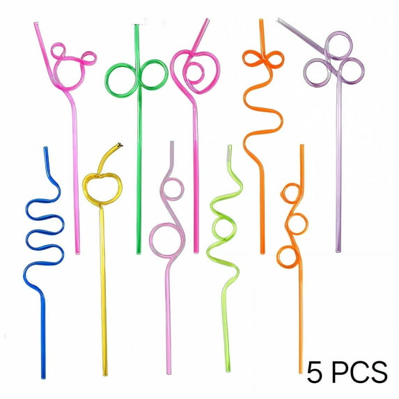 XIRQI 50Pcs Straws Disposable Bendy for Easy Sipping Plastic Straws Vibrant Colors and Shapes Straws Drinking Plastic,Style6