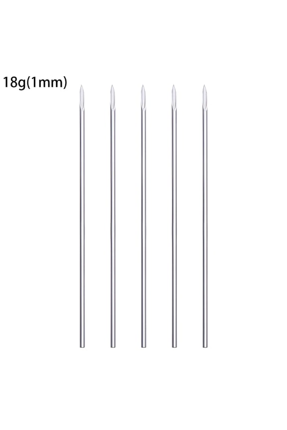 5PCS Mixed Disposable 316 Stainless Steel Ear Nose Body Piercing Needles Puncture Needle Navel Stud Jewelry Accessories 18G(1MM)