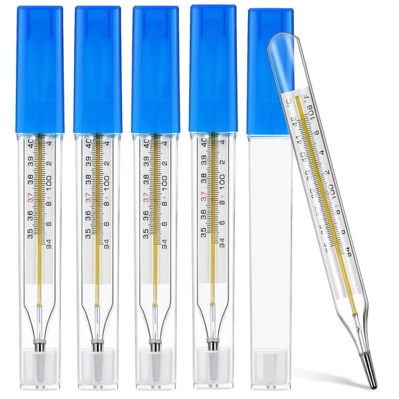 XIRQI 5Pcs General Use Temperature Testing Tools,Accurate Temperature Measurement for Adults Kids,Dual Scale Glass Thermometer