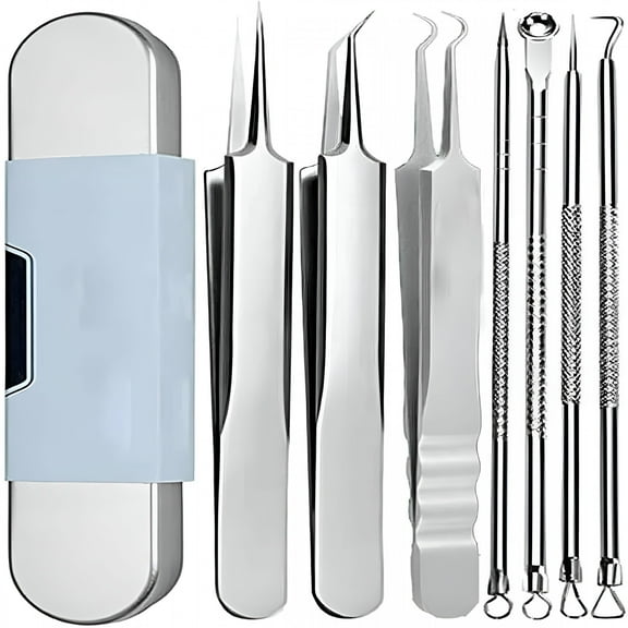XIRQI 6 Pack Stainless Steel Remover Tools Kit, Medical Grade Blackhead Extraction Tool Kit, Blackhead/Whiteheads/Milia/Pimples Remover for Face (Silver)