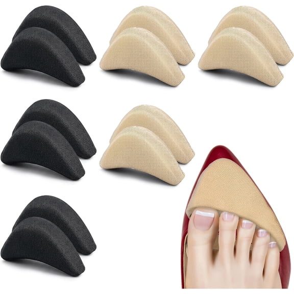 XIRQI 6 Pairs Shoe Filler Heel Pads Toe Cushion for Loose Shoe Foam Shoes Inserts Big Toe Plug Foot Brace Adjust Too Big Shoes for Men Women Sneakers,Heels,Flats,Boots