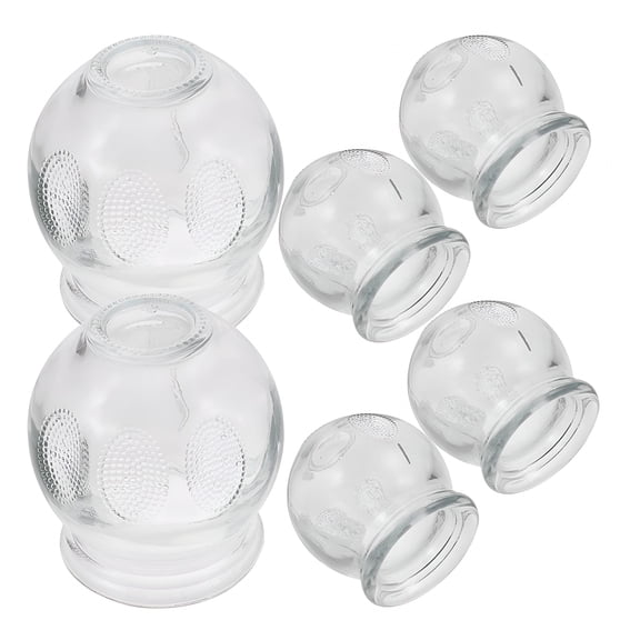 XIRQI 6 Pcs Glass Cupping Set, Transparent Massage Cups for Body & Facial Therapy, Home Suction Jars