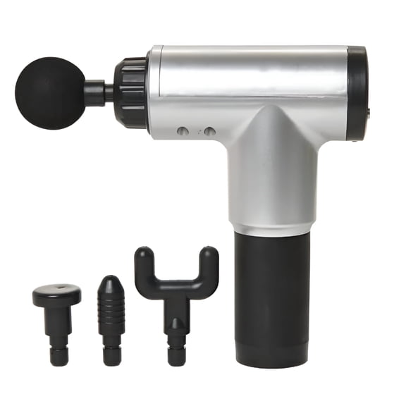 XIRQI 6-Speed Deep Tissue Massage Gun| Silver Handheld Percussion Massage with 4 Heads,Led Display,Rechargeable Battery Travel Massage Gun