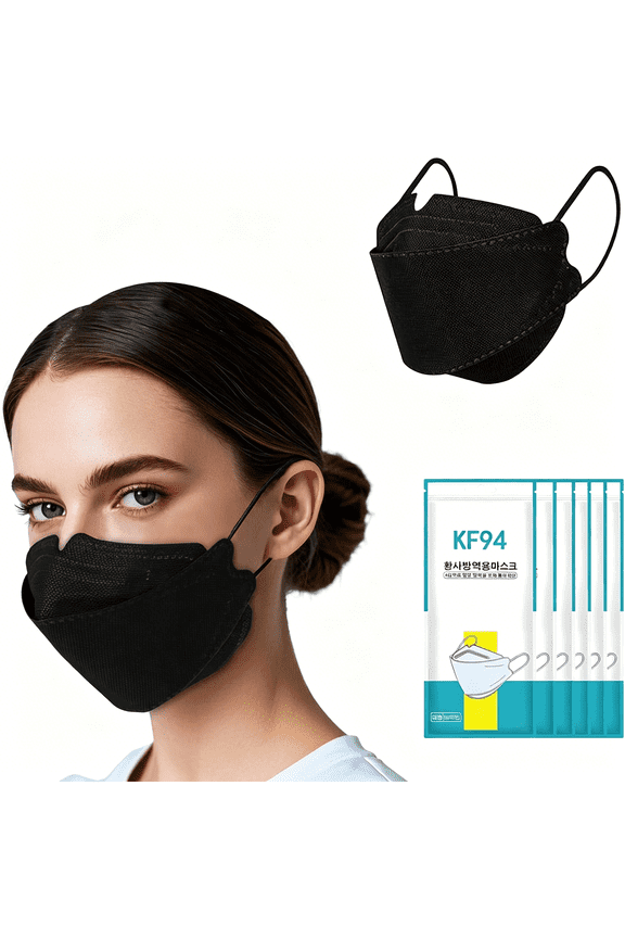 60Pcs Kf94 Mask,Disposable Masks,4 Layers Protection Filter Efficiency>95%,Highly Elastic Ear Strap,Breathable