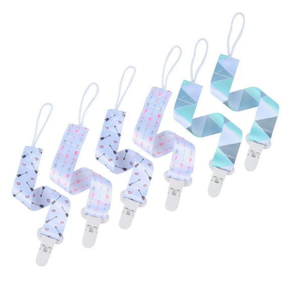 XIRQI 6Pcs Pacifier Clip,Polyester Pacifier Clips for Boys,8.5" Binky Clips,Color Mixxing2