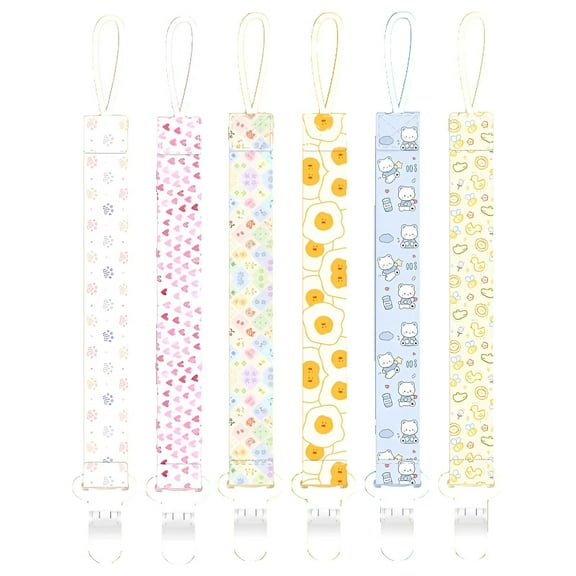 XIRQI 6Pcs Pacifier Clip,Multipurpose Lanyard Pacifier Holder,Simple and Cute Design Binky Clips