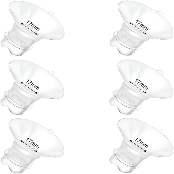 XIRQI 6Pcs Updated Silicone Flange Insert 17Mm Compatible with Various Breast Pumps for 24Mm Flange/Shield,Breastfeeding Essential Replacement Pump Part