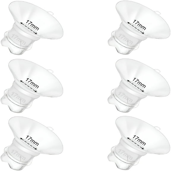 XIRQI 6pcs Updated Silicone Flange Insert 17mm Compatible with Various Breast Pumps for 24mm Flange/Shield, Breastfeeding Essential Replacement Pump Part