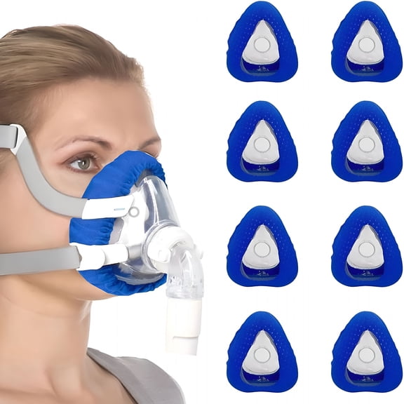 XIRQI 8 Pack Cpap Mask Liners for Full Face Cpap Masks, Ultra-Soft, Silky Cpap Mask Cover Reusable Cushion Mask Cover, One Size Fits Most, Improve Comfort And Reduce Red Marks, Blue