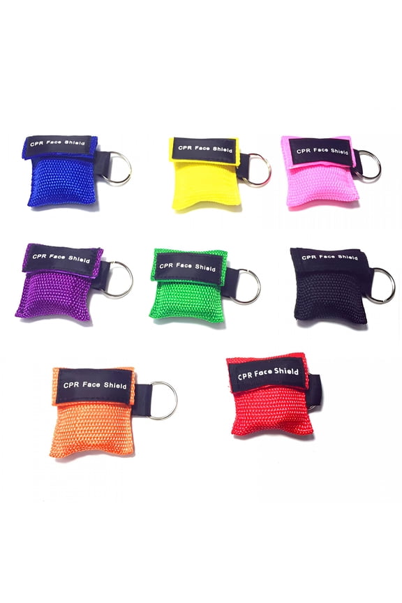 8Pcs CPR Pocket Mask with Keychain, Disposable Resuscitation Face Shield for First Aid, Travel, and Outdoor Activities, Emergency Safety Kit