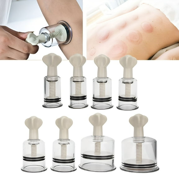 XIRQI 8pcs Hand Twisting Rotational Acupuncture Vacuum Cupping Set Massage Cupping Cup