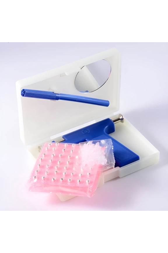 98pcs Professional Ear Piercing Gun Tool Kit, Ear Studs Nose Navel Lips Tongue Piercing Gun Machine Safety Sterile Piercer