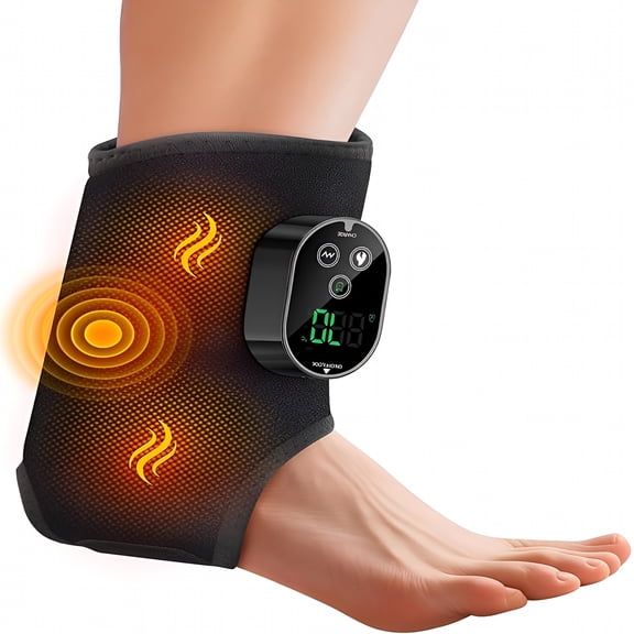 XIRQI Ankle Massager for Neuropathy, Ankle Heating Pad with Massage Foot Heel Pain Relief, 6 Heat Levels & 3 Vibration Modes
