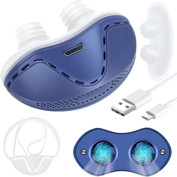 XIRQI Anti Snore Device, Electric Snoring Solution, Mini Portable Stop Snoring Device, Adjustable Wind Speed Nasal Dilators, Up to 8 Hours (Blue)