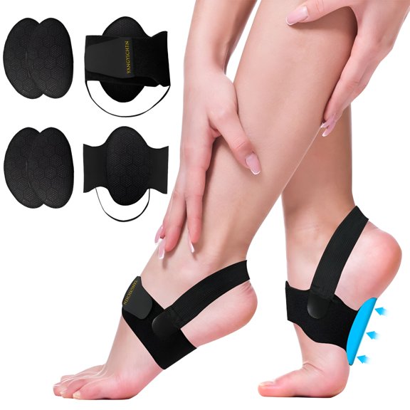 XIRQI Arch Support Braces for Plantar Fasciitis Relief- Adjustable Arch Support Compression Bands,Non-Slip Removable Arch Support Pads for Flat Feet,High Arches,and Fallen Arches-Unisex