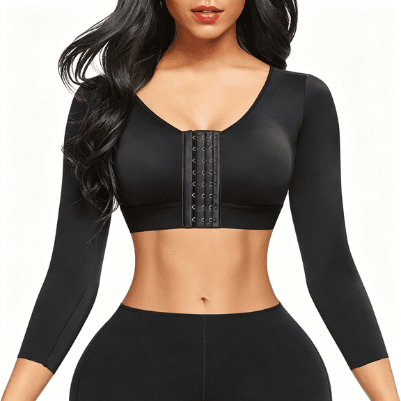 XIRQI Arm Shaper for Women Post Surgery Arm Lipo Compression Sleeves Slimming Arm Faja Front Closure Shapewear Bra
