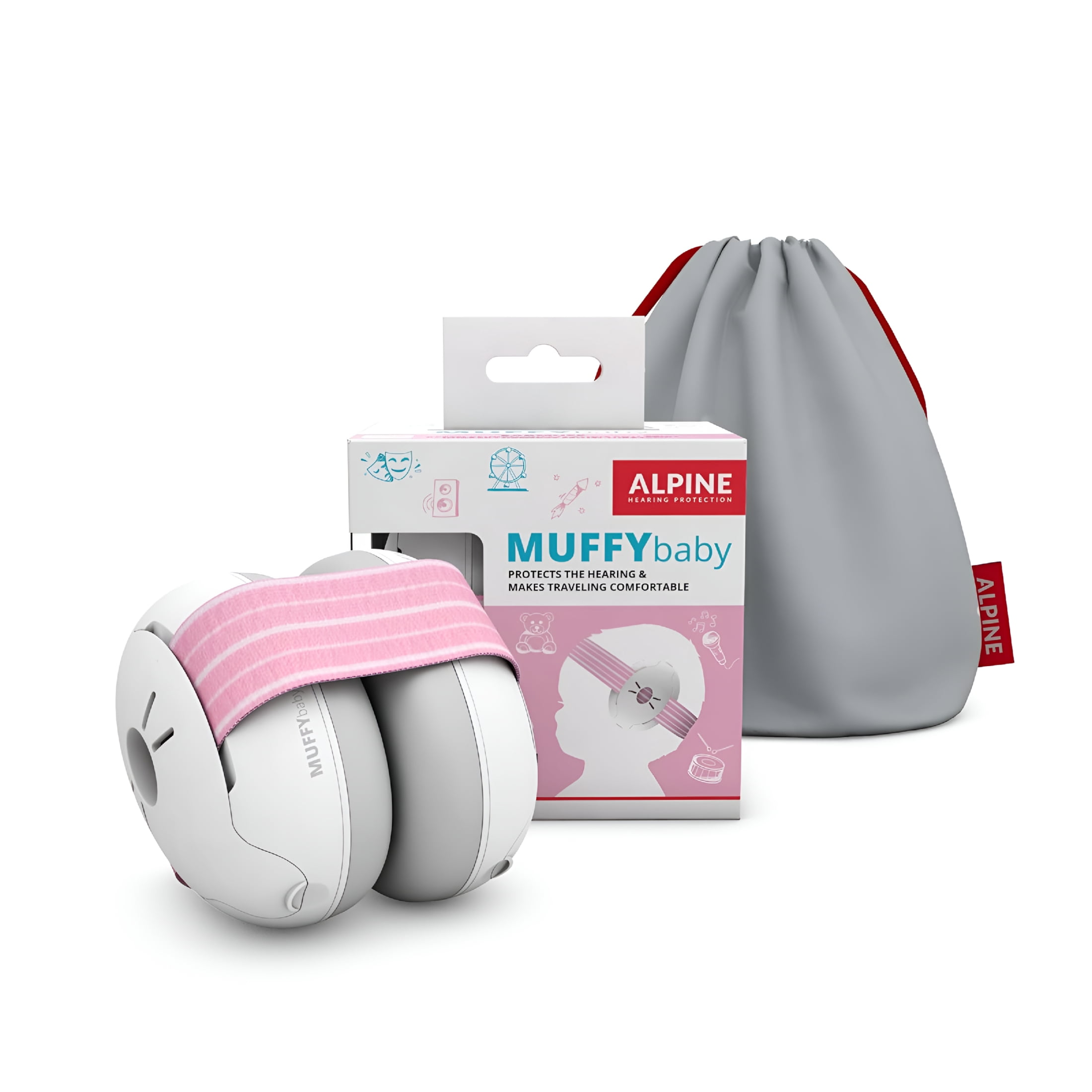 XIRQI Baby Ear Protection for Babies and Toddlers Up to 36 Months-Noise Reduction Earmuffs-Comfortable Baby Headphones Against Hearing Damage&Improves Sleep-Pink
