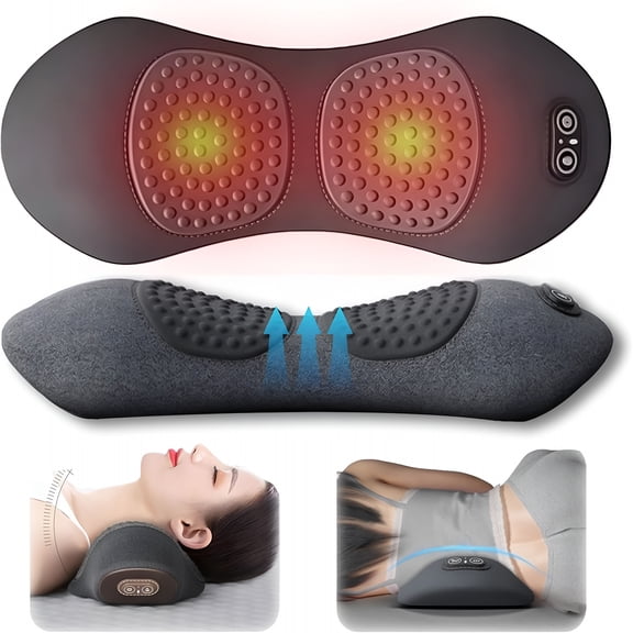 XIRQI Back Massager,New Massager for Sciatica,With Electric Traction Lifting&Heat Compress,All-Round Support,Relieve Neck/Shoulder Discomfort (Black)