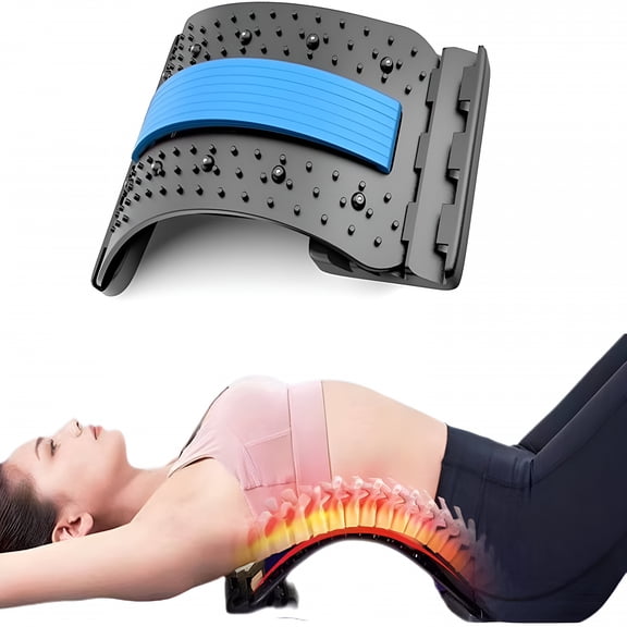 XIRQI Back Stretcher,3 Level Adjustable Lumbar Cracker Board,Lumbar Support Device,Back Massager for Scoliosis,Spine Decompression,Lumbar Retractor (Blue)