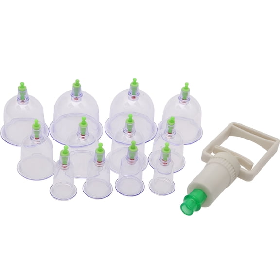 XIRQI Biomagnetic Chinese Cupping Therapy Set, 12 Pcs Vacuum Suction U-Shape Cups with Hand Pump, Deep Tissue Massage Kit for Back and Body, Reusable Plastic Health Care Tool