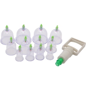 XIRQI Biomagnetic Chinese Cupping Therapy Set, 12 Pcs Vacuum Suction U-Shape Cups with Hand Pump, Deep Tissue Massage Kit for Back and Body, Reusable Plastic Health Care Tool