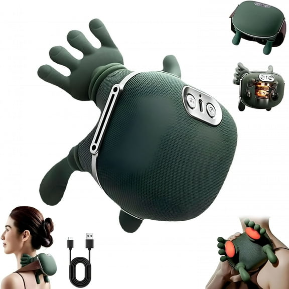 XIRQI Bionic Heated Massager,Portable Shiatsu Neck and Back Massager,Electric Deep Tissue 4D Kneading Massage,Simulated Human Hand Design for Pain Relief and Muscle Relax