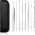 thumbnail image 1 of XIRQI Blackhead Remover Pimple Popper Tool Kit, 8 Pcs Acne Needles, Pimples Comedone Extractor, Stainless Blemish And Pore Cleaner Set with Leather Case, 1 of 7