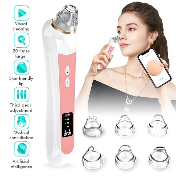 XIRQI Blackhead Remover Vacuum, 5 Modes Pimple Extractor Tools with Camera, Acne Comedone Extractions Tool Kit, USB Rechargeable Pore Vacuum for Face