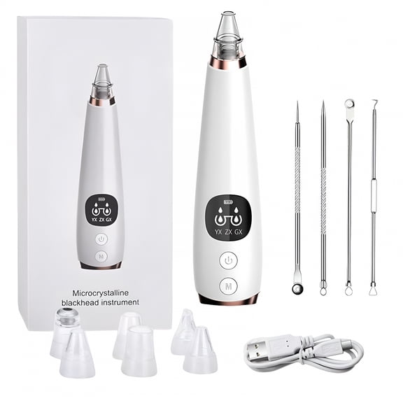 XIRQI Blackhead Remover Vacuum, Black Head Remover for Face, Blackhead Extractor with 6 Suction Probes, 4 Pcs Pimple Popper Tool Kit, Usb Interface Type Pore Vacuum