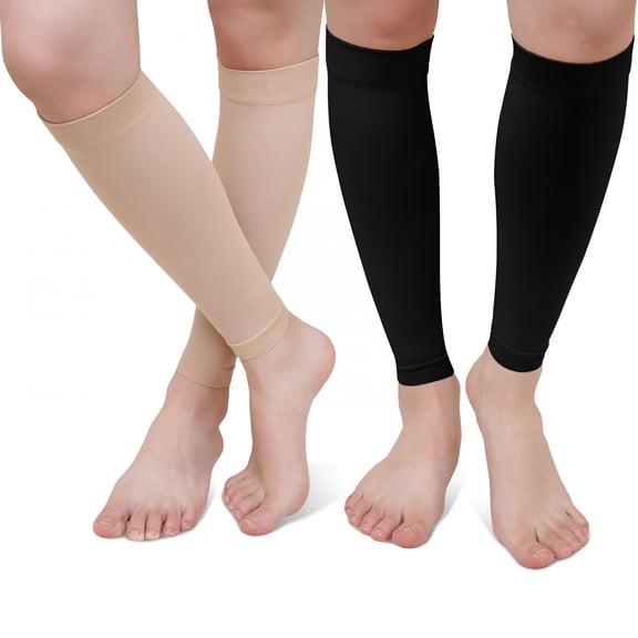XIRQI Calf Compression Sleeve for Men and Women 2 Pairs Footless Leg Compression Sleeve with Graduated 20-30 mmHg Support for Shin Splints Pain Relief, Varicose Veins, XXL