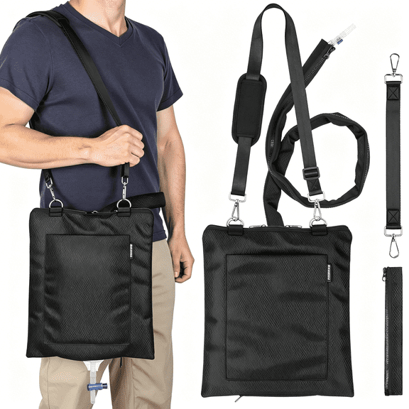 XIRQI Catheter Bag Holder,Urine Drainage Bag Holder with Drain Tube Cover,For Foley Catheter Users,Water-Resistant&Machine Washable,Privacy&Secure,Fit for Wheelchair,Walker&Bed