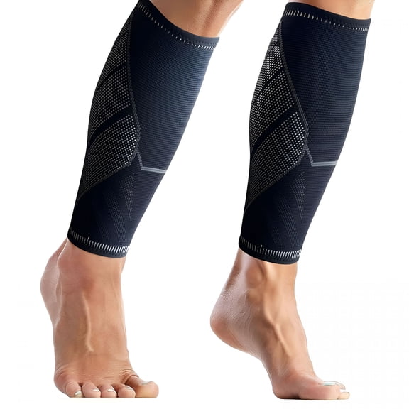 XIRQI Compression Calf Sleeves Shin Splint Support, Leg Cramps, Leg Pain Relief, Running, Circulation and Recovery Unisex (1 Pair) Brace for Running, Nurses, Post Surgery, sports (Large)