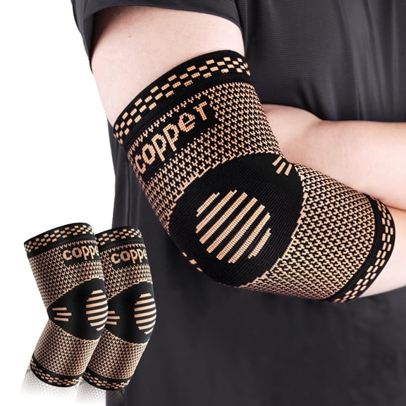 XIRQI Copper Tennis Elbow Braces Tendonitis Elbow Sleeves Elbow Supports Elbow Compression Sleeves 1 Pair-S