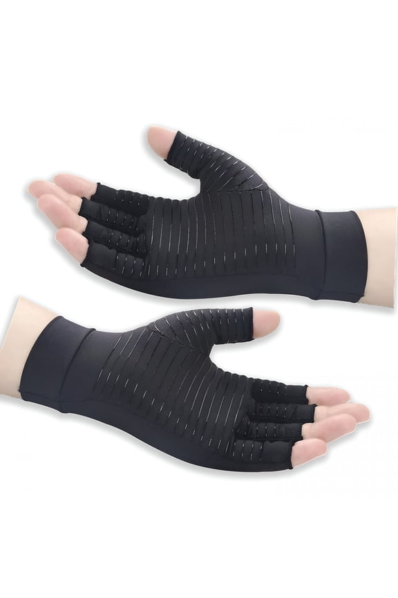 Copper-infused, Anti-Swelling, Carpal Tunnel Friendly, Typing Support & Joint Comfort - Medium Size Women's & Men's Hand Relief Gloves