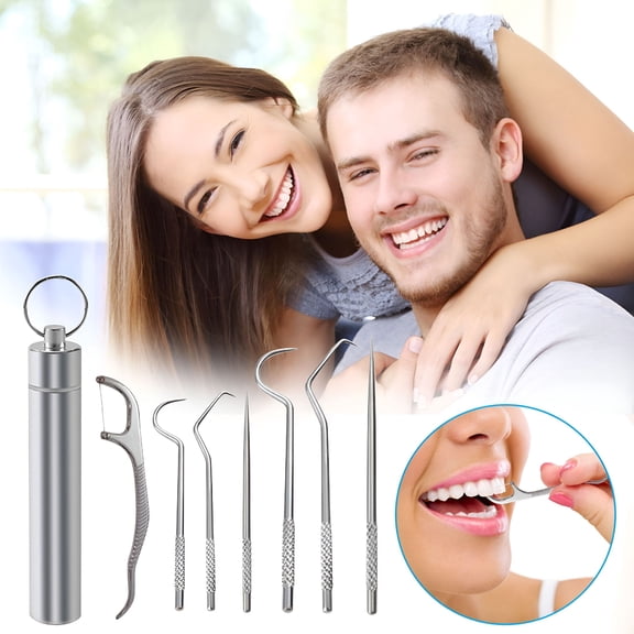 XIRQI Dental Tools,Plaque Remover for Teeth,Metal Dental Pick Teeth Cleaning Tools Kit,Stainless Steel Oral Care Dental Hygiene Kit with Tooth Scraper Plaque Tartar Remover