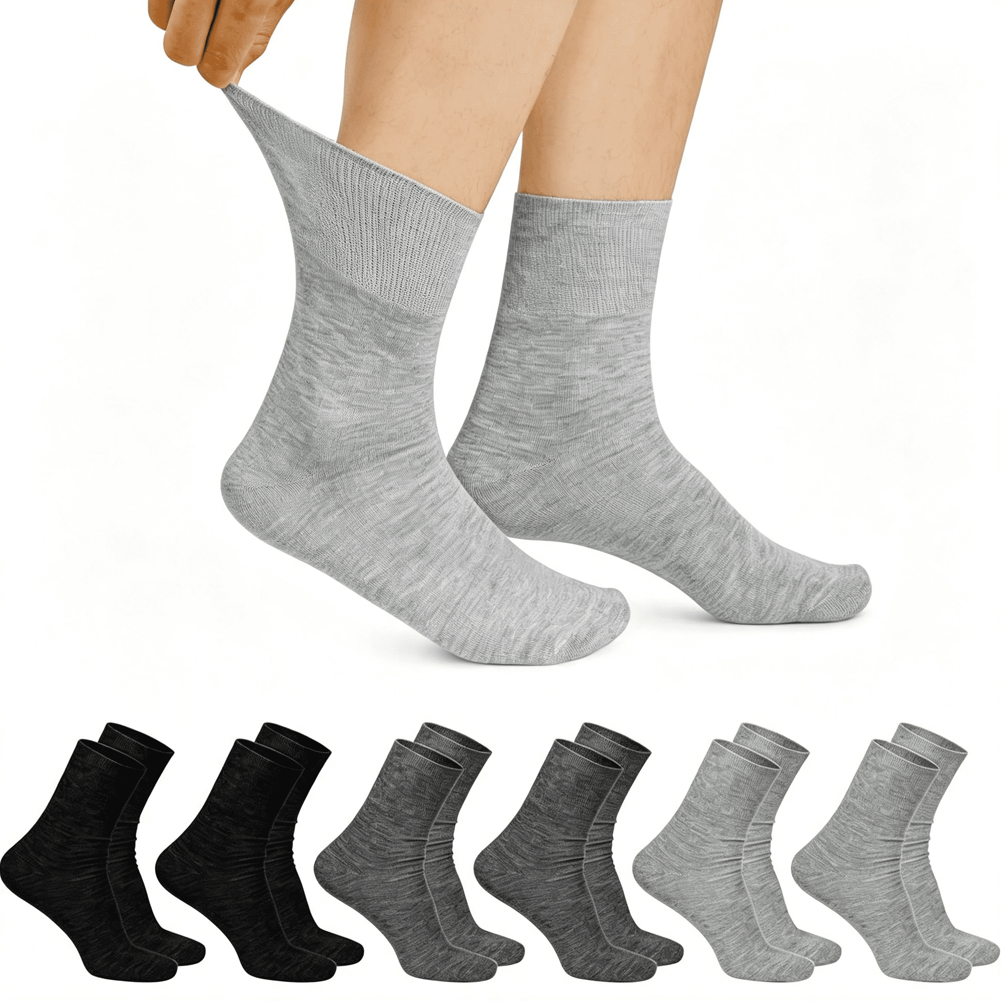 XIRQI Diabetic Socks for Men Cotton Light Compression Neuropathy Crew ...