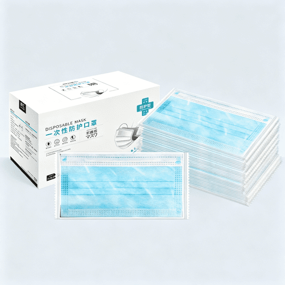 XIRQI Disposable Medical Face Masks Hypoallergenic with Elastic Ear Loops 3-Ply Thick Resistance to Fluid & Blood Cotton Filter for Pollen Allergies & Dust Box of 100