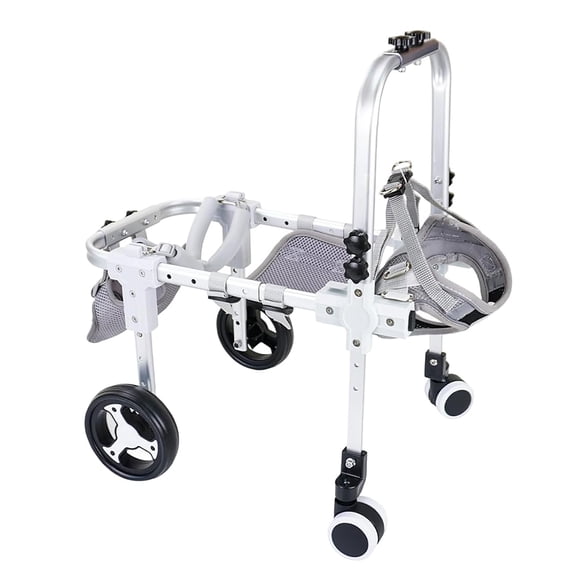 XIRQI Dog Wheelchair for Back Legs,Adjustable 4 Wheel Dog Strollers with Handle for Small and Medium Sized Injured Cats/Dogs,Durable Metal Rehabilitation Device(6.6-11pounds)
