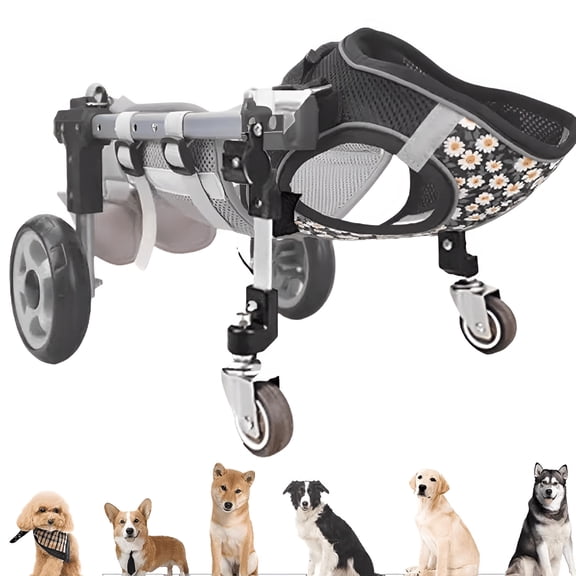 XIRQI Dog Wheelchair for Hind Legs, Adjustable Aluminum Pet Mobility Aid, Lightweight Dog Walker for Small Medium Large Dogs, Support for Paralysis or Injury Recovery