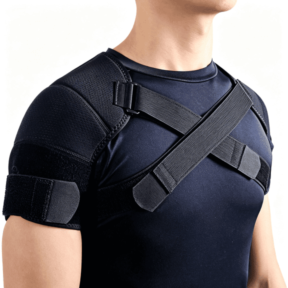 XIRQI Double Shoulder Support Brace Strap Wrap Neoprene Protector,L