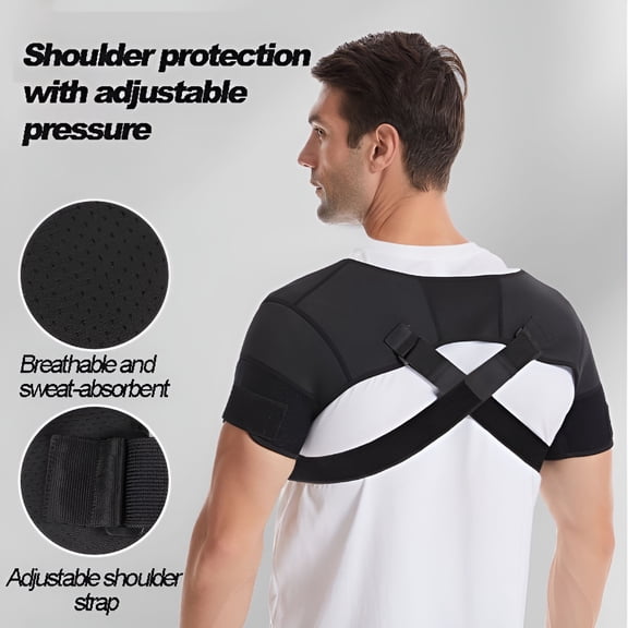XIRQI Double Shoulder Support Sports Compression Shoulder Pads Back Pain Relief Double Bandage Cross Compression Protector Sport Brace (Black,L)
