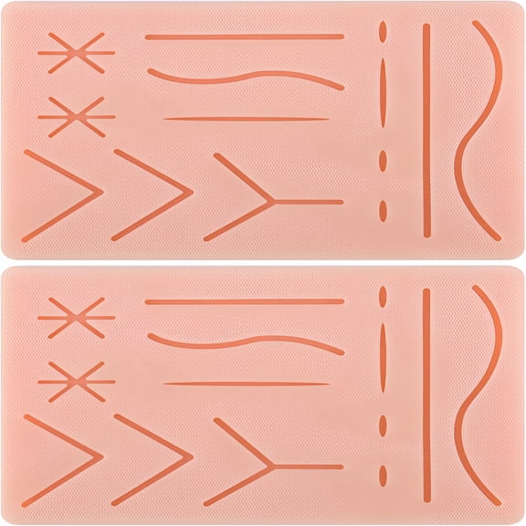 XIRQI Durable Suture Practice Pad (2 Pads) for Medical and Veterinary Students,Suture Pad Includes14 Pre-Cut Wounds with Rip-Resistant Mesh,Tear-Resistant,Design for Training Only