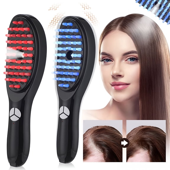 XIRQI Electric Spray Hair Massager,Cordless Hair Scalp Massager Comb,Red Blue Light Therapy Laser Brush with 3 Modes Vibration Comb for Hair Growth,Deep Cleansing and Stress Relaxation