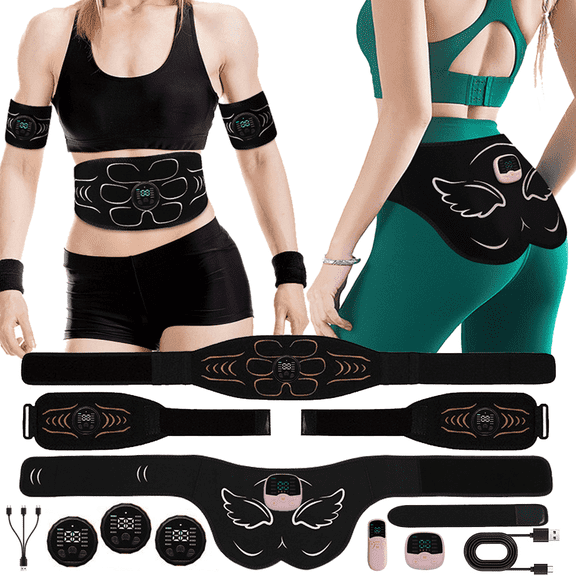 XIRQI Electronic Muscle Stimulator Set for Women, Buttocks, Arms, Abdomen, Abs Stimulator Muscle Toner, Ab Trainer for All Body, Fitness Strength Training Workout Equipment