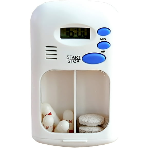 XIRQI Electronic Timed Pill Dispensers,Digital Pill Organizer,Automatic Daily Pill Box Reminder with Beeping Alarm for Elderly Gift,Portable for Office Travel