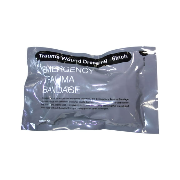 XIRQI Emergency Hemostatic Gauze & Compression Bandage Kit, 6 Inch Quick Clot Trauma Dressing for First Aid & Outdoor Survival