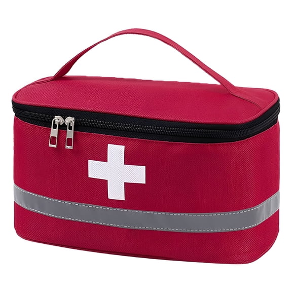 XIRQI Empty First Aid Kit, Large Red Emergency Storage Box with Handle, Portable Organizer for Home, Office, Outdoor, Travel, Hiking, and Camping Supplies