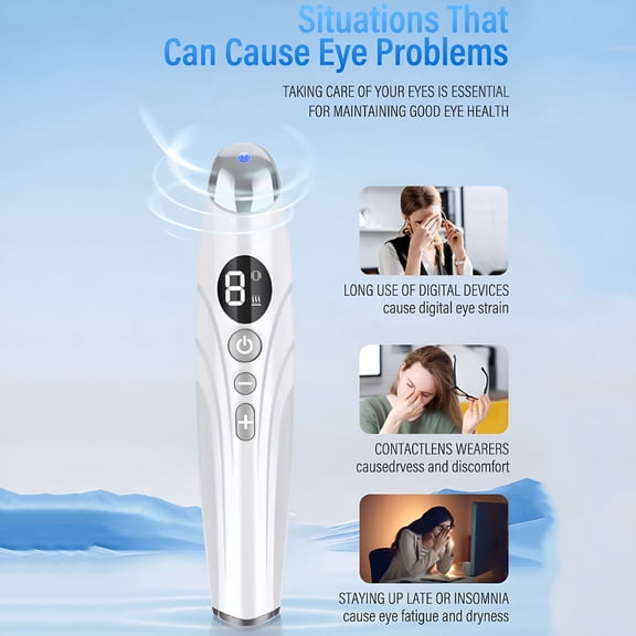 XIRQI Eye Lift Wand,3 in 1 Vibrating LCD Display Eye Massager for Dry Eyes,Dark Circles and Puffiness,Electrical Face,Neck Sculpting Pen for Fine Lines and Wrinkles