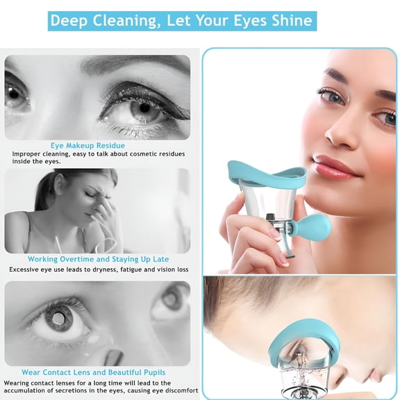 XIRQI Eye Wash Cup Portable Eye Cleaner Kit Silicone Manual Air Pressure Eye Flush Rinse Cups with Storage Container Eye Washer Bath Kit Cleaning Makeup Dust Irritants Soothing Tired Eyes